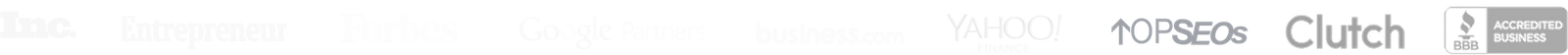 Inc., Entrepreneur, Forbes, Google, business.com, Yahoo Finance, TopSEOs, Clutch, BBB Accredited
